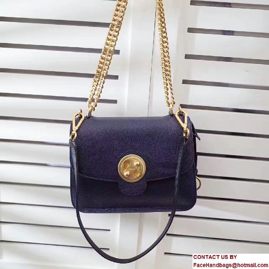 Chloe Medium Mily Shoulder Bag With Chain  &  Turn Lock 3S1291 Dark Blue 2017